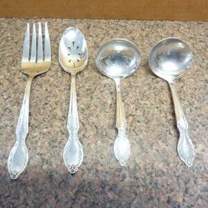 4 Mid Century VTG 1956 ROYAL MANOR/ MASTERPIECE SILVERPLATE serving set